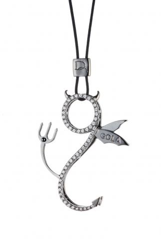 Ciondolo DIAVOLI - GOLA (Golosità - ghiottoneria) in argento nero 925% e zirconi