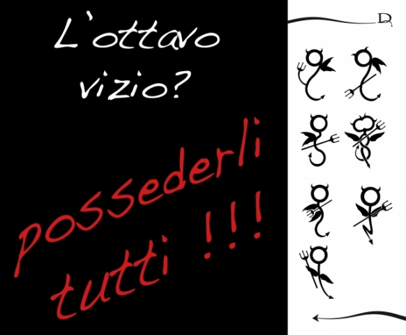 Ciondolo DIAVOLI - GOLA (Golosità - ghiottoneria) in argento nero 925% e zirconi