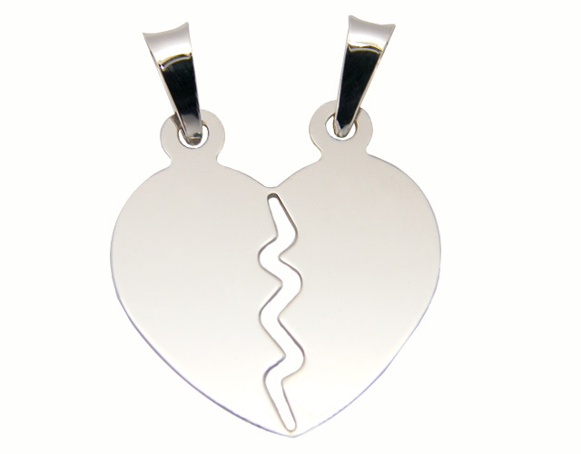 925 Silver Rhodium Broken Heart Pendant