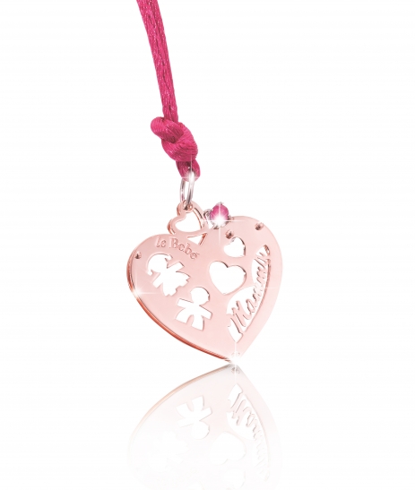 Ciondolo Le Bebè - Cuore di Mamma 2016 - in oro rosa con Rubino