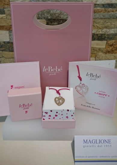 Ciondolo Le Bebè - Cuore di Mamma 2016 - in oro rosa con Rubino