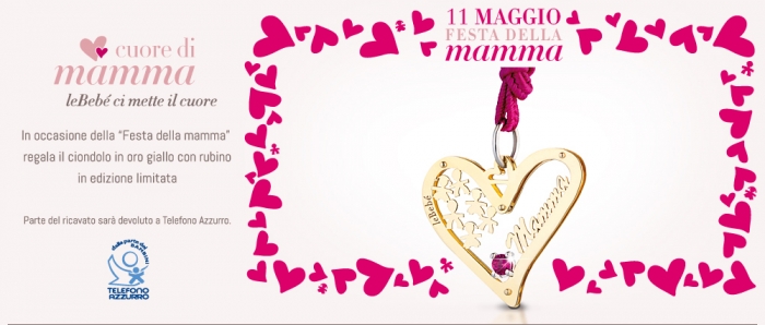 Ciondolo Le Bebè - Cuore di Mamma - in oro giallo con Rubino