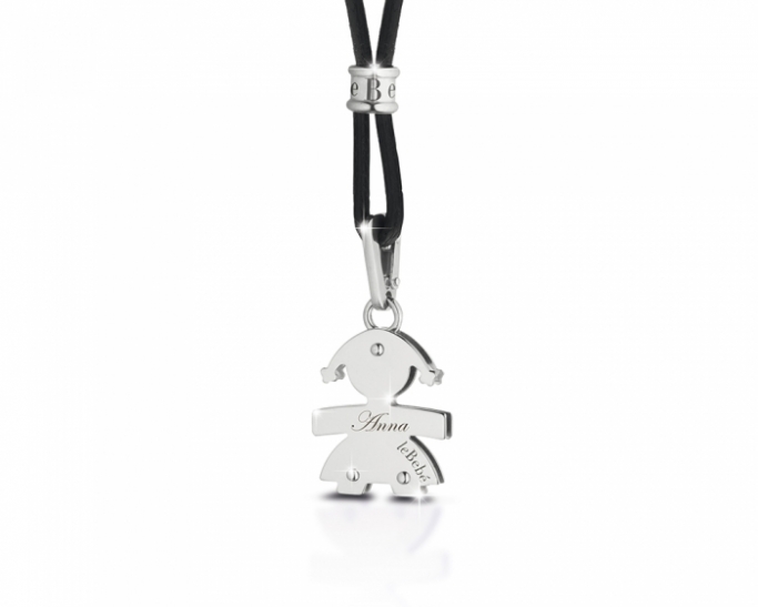 Le Bebè - 9K White Gold Middle Girl Pendant customizable with name
