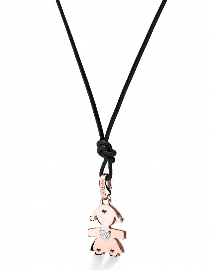 Ciondolo Le Bebè - i diamantini - femminuccia medio in oro rosa con Cuore in pavé di diamanti LBB067