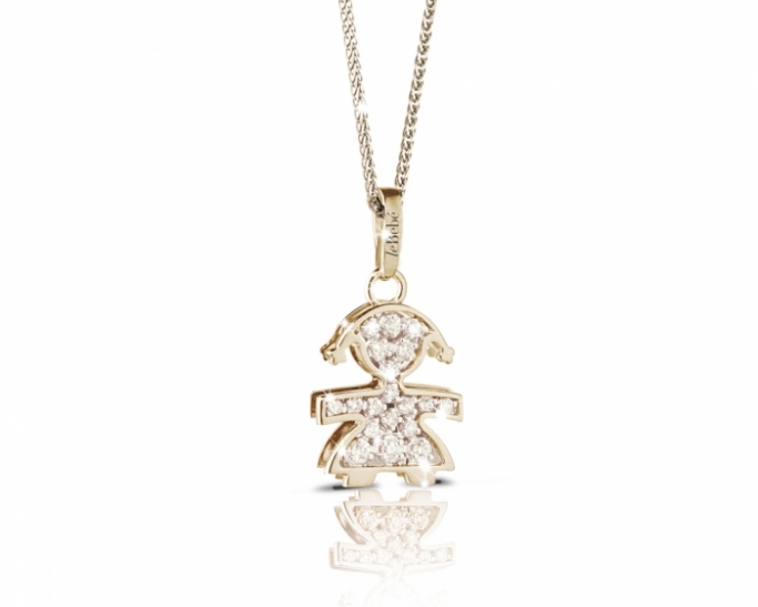 Le Bebè - 18K Yellow Gold 0.18ct Natural Diamonds Girl Pendant Necklace customizable with name