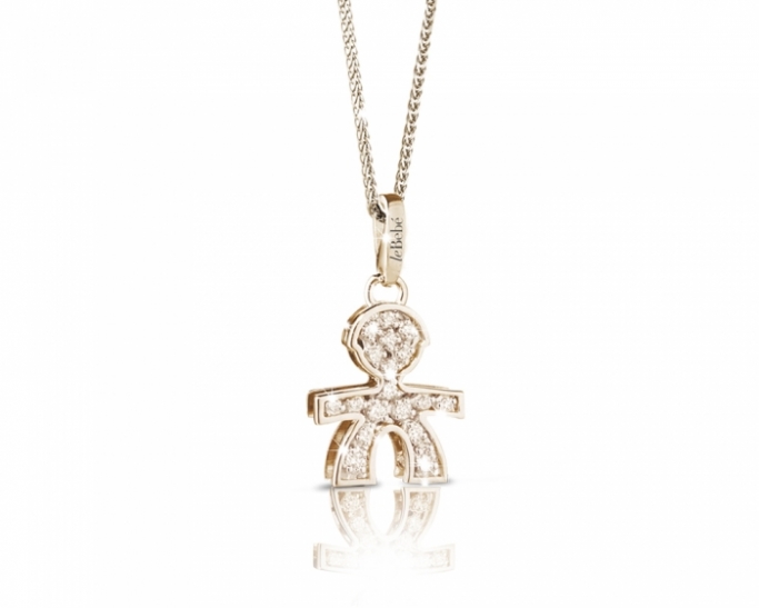 Ciondolo Le Bebè - i pavè - maschietto medio con pavè di brillanti in oro giallo 18kt