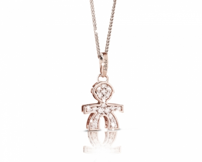 Ciondolo Le Bebè - i pavè - maschietto medio con pavè di brillanti in oro rosa 18kt