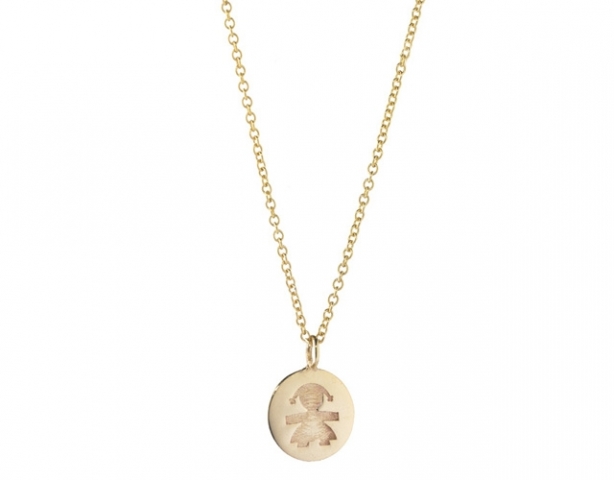 Ciondolo Le Bebè - le Coccole - collana in oro giallo con pepita femminuccia incisa LBB142