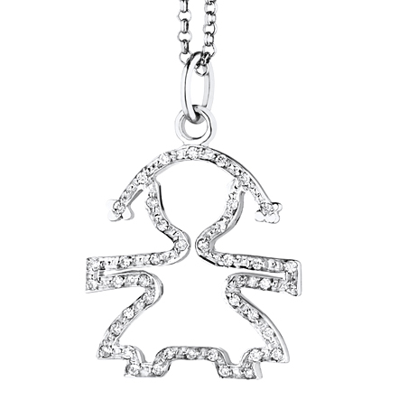 Ciondolo Le Bebè - SILHOUETTE - femminuccia con pavè di brillanti in oro bianco 18kt LBB096F