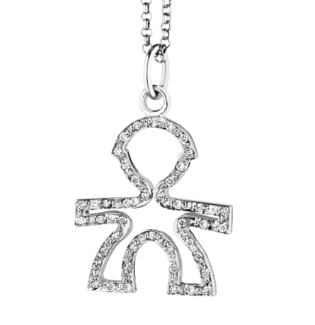 Le Bebè - 18K White Gold 0.13ct Natural Diamonds maxi Boy Pendant Necklace