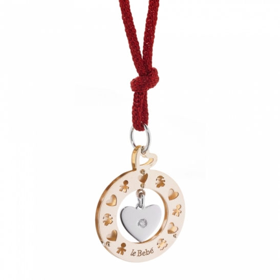 Ciondolo LeBebé - Cuore di Mamma 2017 - in oro giallo e bianco con Diamante