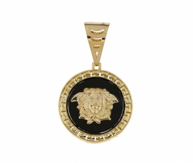 18k Yellow Gold and Onyx VERSACE Pendant