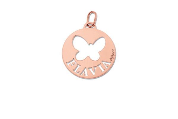 Ciondolo My Charm con cordino in argento bianco giallo o rosa personalizzabile con il nome
