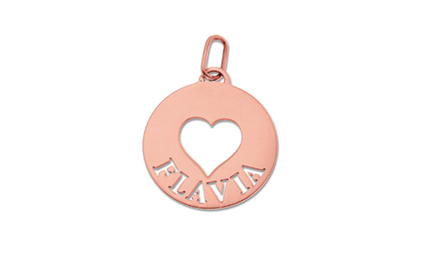 Ciondolo My Charm con cordino in argento bianco giallo o rosa personalizzabile con il nome
