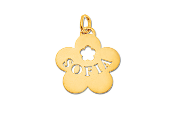 Ciondolo My Charm con cordino in argento bianco giallo o rosa personalizzabile con il nome