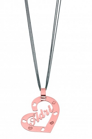 Ciondolo My Charm cuore in oro bianco giallo o rosa personalizzabile con il nome