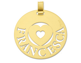 My Charm - Big Pendant in white, yellow or pink gold with a customizable name
