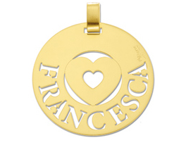 Ciondolo My Charm grande in oro bianco giallo o rosa personalizzabile con il nome