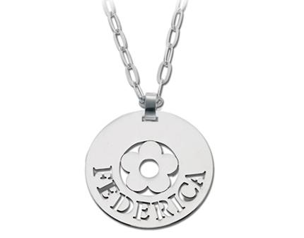 My Charm - Big Pendant in white, yellow or pink gold with a customizable name