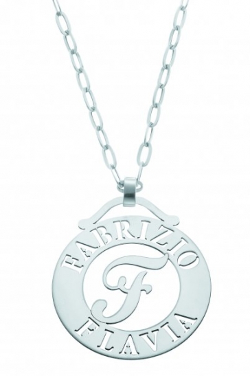 My Charm - Big Pendant in white, yellow or pink gold with a customizable name and letter