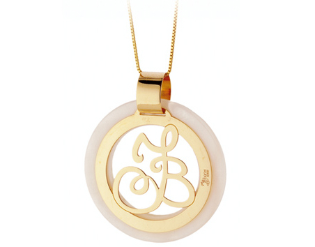 Ciondolo My Charm in argento 925 bianco giallo o rosa personalizzabile con 2 iniziali intrecciate