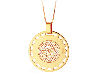 Ciondolo My Charm in oro bianco giallo o rosa personalizzabile con 2 iniziali intrecciate