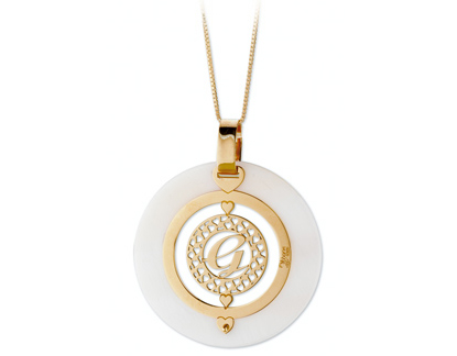 Ciondolo My Charm in oro bianco giallo o rosa personalizzabile con l'iniziale
