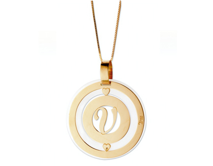 Ciondolo My Charm in oro bianco giallo o rosa personalizzabile con l'iniziale
