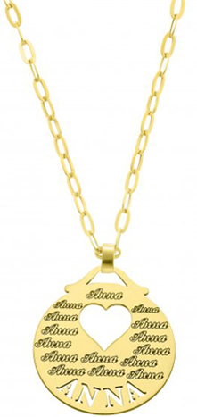 Ciondolo My Charm medio in oro bianco giallo o rosa personalizzabile con il nome