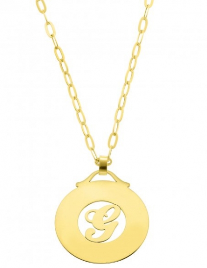 My Charm - Medium Pendant in white, yellow or pink gold with a customizable name and letter