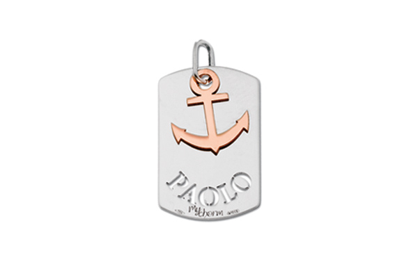 My Charm - Pendant in white, yellow or pink gold with a customizable name for Man