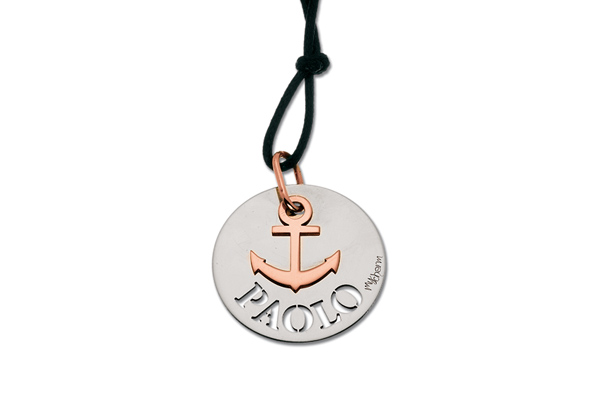 My Charm - Pendant in white, yellow or pink gold with a customizable name for Man