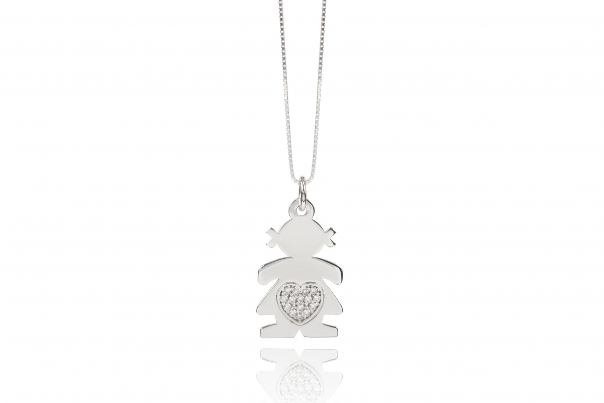 Ciondolo My Love Femminuccia in argento 925% con cuore pavè di zirconi