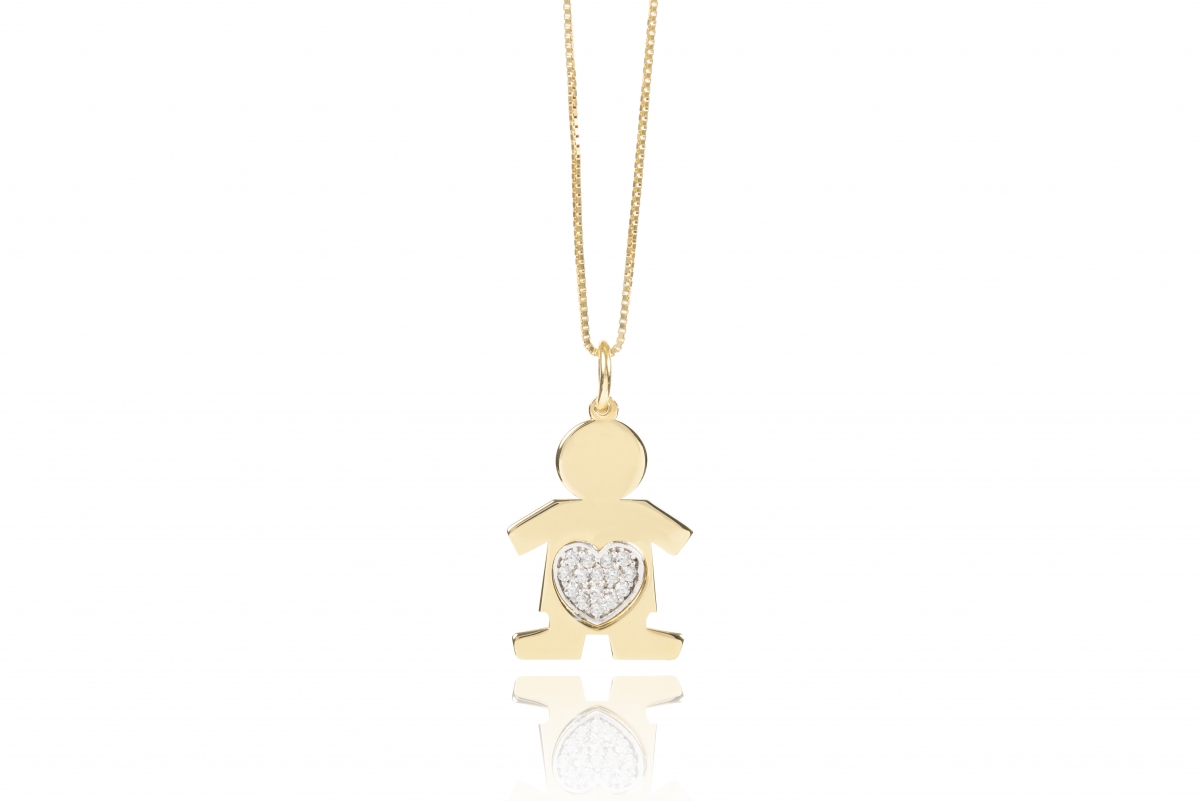 Ciondolo My Love Maschietto in argento 925% con cuore pavè di zirconi