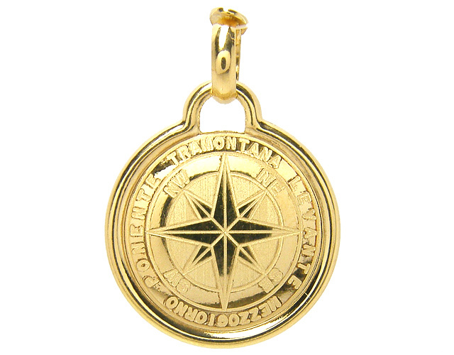 Ciondolo Rosa dei Venti in oro giallo 18kt