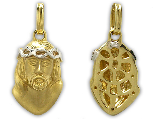 Ciondolo Volto di Gesù in oro bianco e giallo 18kt