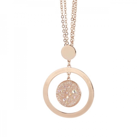 Collana BOCCADAMO con pendente concentrico e superficie Swarovski galuchat aurora boreale XGR258RS