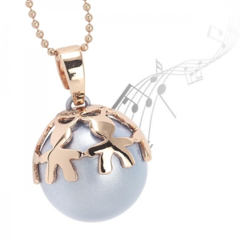 Collana Boccadamo rosata con boule chiama Angeli sonora celeste e coppetta con bimbi