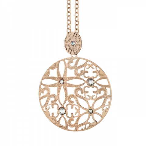 Collana BOCCADAMO rosata con pendente circolare dal motivo indiano e Swarovski XGR219RS
