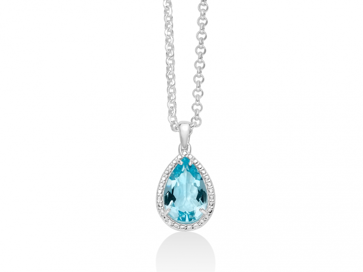Miluna - 925k White Silver Necklace with Topaz blue sky