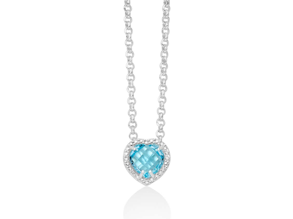 Miluna - 925k White Silver Necklace with Topaz blue sky