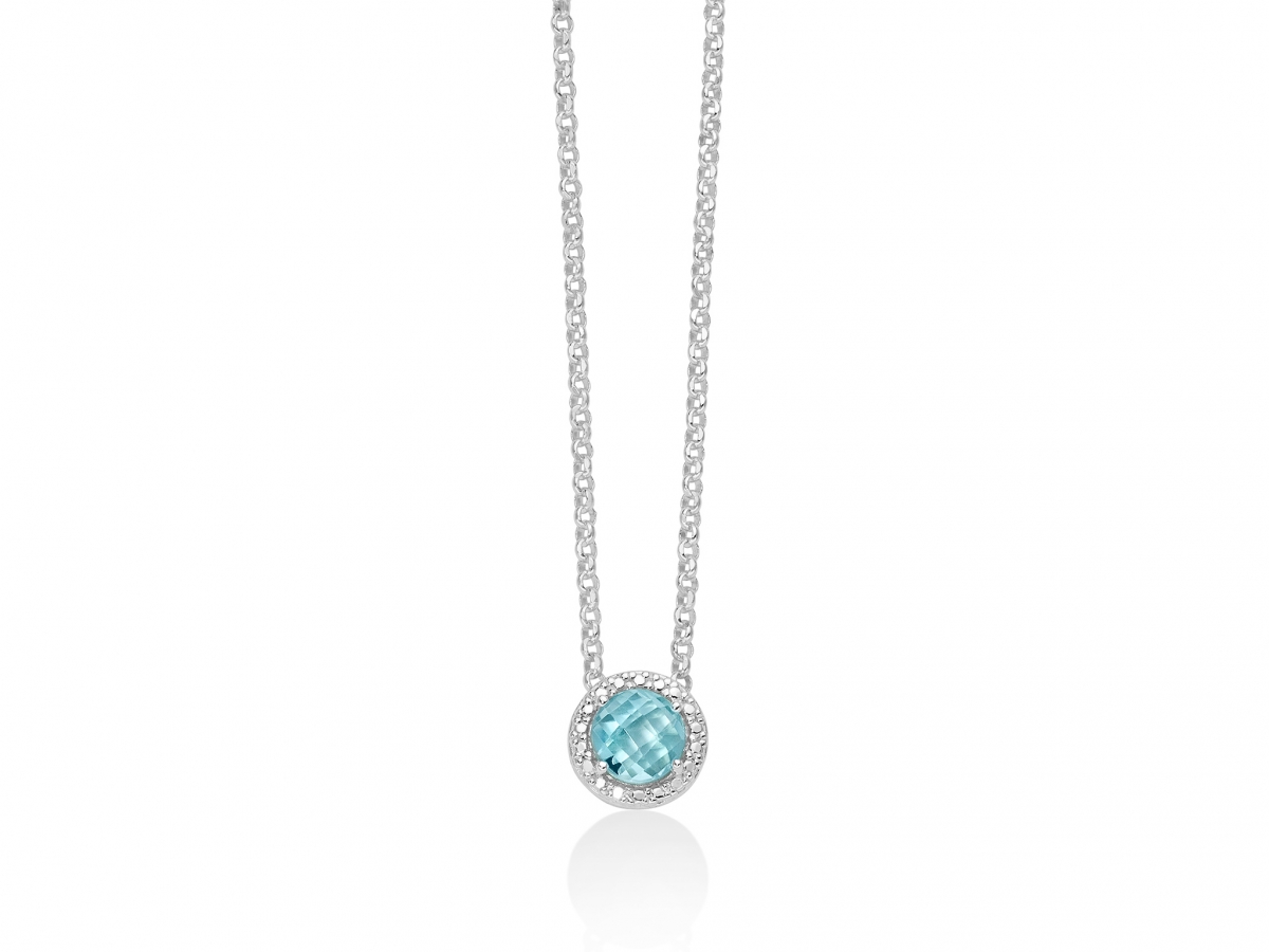 Collana collezione Gemma del Cielo in Argento 925% e Topazio Azzurro naturale CLD4368