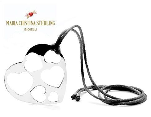 Collana con ciondolo cuore grande traforato in argento 925 firmato Maria Cristina Sterling