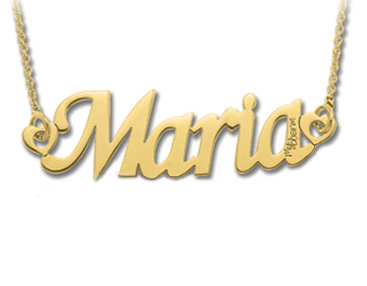 White Yellow or Rose Silver medium Pendant Necklace cutomizable with name