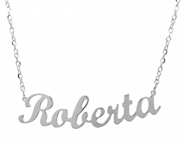 Collana con nome personalizzato in argento 925 rodiato e pietra