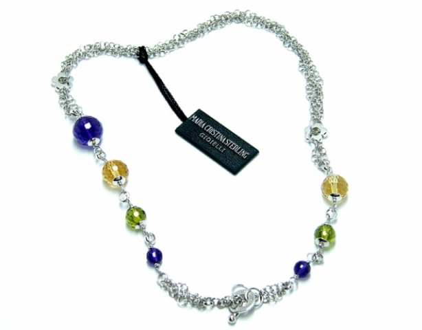 Collana con pietre dure colorate in argento 925 firmato Maria Cristina Sterling