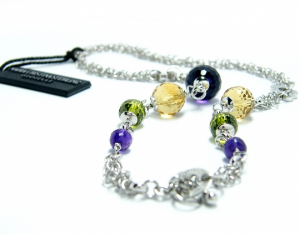Collana con pietre dure colorate in argento 925 firmato Maria Cristina Sterling