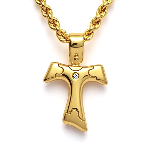 18K Yellow Gold Necklace with Cross