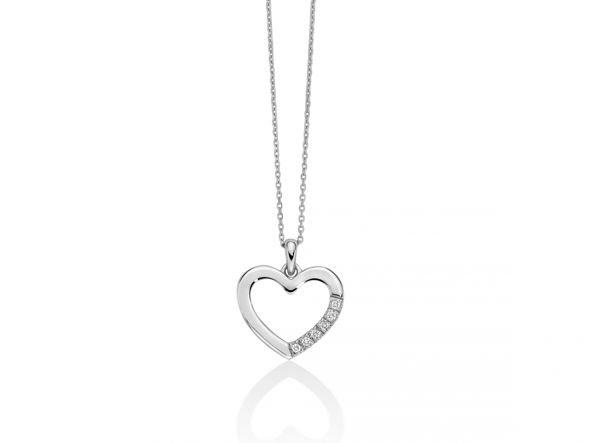 Collana Cuore Miluna in oro bianco 18kt e Diamanti Naturali da 0.03ct CLD4574