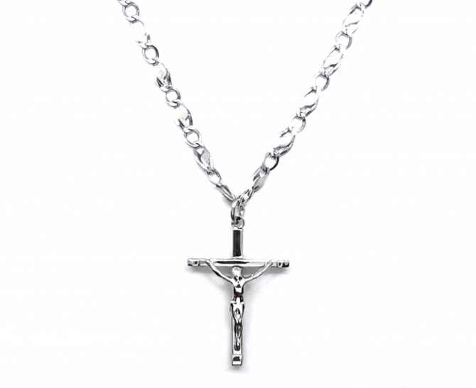 18K White Gold Necklace with Cross